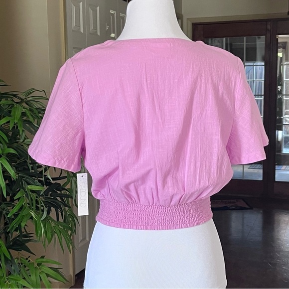 Abound Pink Wrap Crop Top Blouse Small NWT - Picture 8 of 11